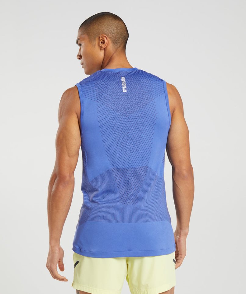 Men's Gymshark Apex Seamless Tanks Blue | CA 06AN53